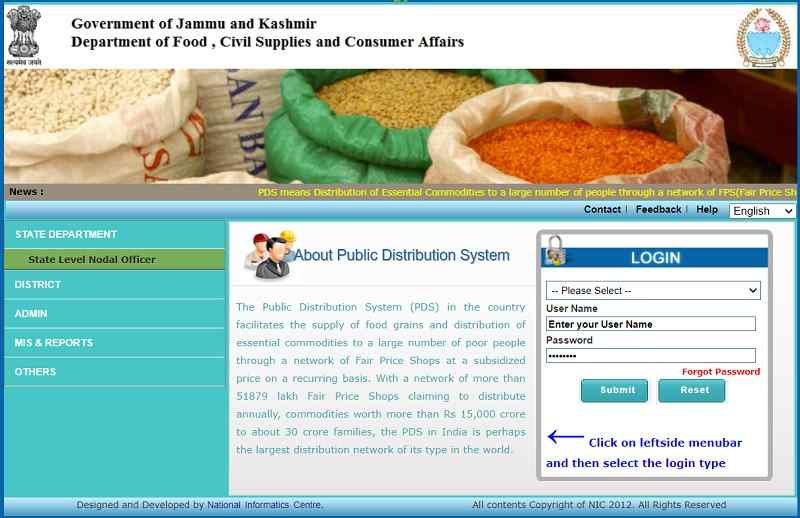 Ration Card Status J&K