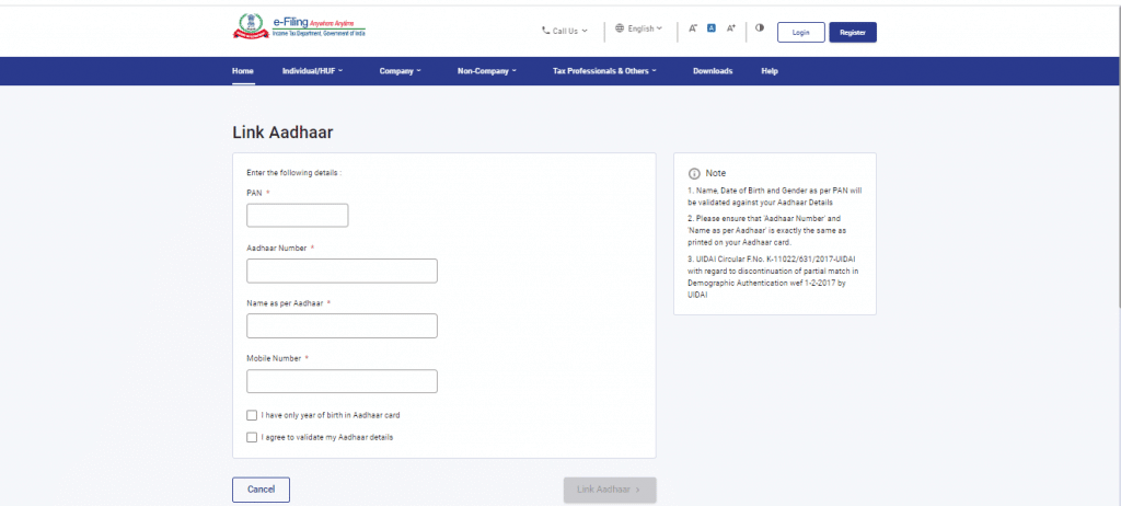 PAN Aadhaar Link