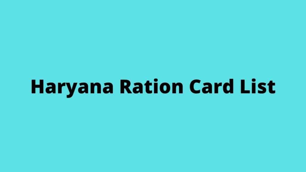 Haryana Ration Card List